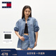 TOMMY JEANS25春夏新款女萊賽爾混紡美式潮流復古寬松落肩牛仔襯衫外套 牛仔藍1AB M