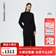 朗姿高領(lǐng)收腰輕禮服連衣裙小香風(fēng)氣質(zhì)通勤風(fēng)長(cháng)裙女2025年冬季新款 黑色 M