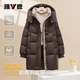 雅鹿羽絨服女裝格子中長(cháng)款加厚保暖連帽防寒休閑洋氣時(shí)尚氣質(zhì)冬季外套 咖啡 L 建議120-135斤