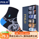 POLO6雙\禮盒棉襪子男士秋冬天較厚中筒襪透氣吸汗時(shí)尚休閑男襪跑步 型號【3247】五色 6雙 均碼39-45碼鞋合適