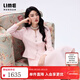LIME朗姿/LIME萊茵優(yōu)雅小香風(fēng)連衣裙Amanda假兩件收腰長(cháng)袖及膝裙裙子 淡粉色 S