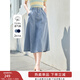 香影（xiangying）牛仔半身裙女2025夏季新款復古高腰顯瘦中長(cháng)傘裙大擺a字裙子 淺藍 XL