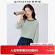 佐丹奴T恤女純棉航海系撞色條紋圓領(lǐng)七分袖上衣女13325213