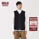 MUJI男式 抓絨 背心男士男款馬甲坎肩馬夾25年冬季男裝 AB1PHA5A 黑色 XL (180/104A)