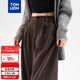 唐獅（TonLion）2024女休閑寬松褶裥直筒褲 深卡其/二批 L 