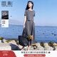香影灰色休閑套裝女2025夏季新款正肩t恤半身裙兩件套一整套穿搭 深灰 M