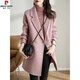 皮爾卡丹（pierre cardin）呢子西裝大衣女款春裝2025新款女士開(kāi)春款中長(cháng)款毛呢西服外套 粉色人字紋 常規 XL (115-125斤)