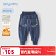 JELLYBABY女童加絨牛仔褲小童冬季加厚蝶結束腳褲兒童時(shí)髦抗菌冬裝寶寶長(cháng)褲 牛仔藍 130cm