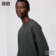 優(yōu)衣庫合作款/男裝女裝AIRism棉混紡圓領(lǐng)條紋T恤/長(cháng)袖487505 09 黑色 L