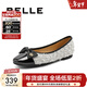 百麗（Belle）小香風(fēng)平底單鞋女商場(chǎng)同款蝴蝶結通勤單鞋B5L1DCQ4 淺灰 37 (235mm)