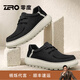 零度Zero男鞋帆布鞋秋季新款透氣舒適增高休閑鞋子厚底輕便運動(dòng)健步鞋 黑色【防潑水布面+增高軟厚底】 41