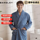 Bansley意大利品牌睡衣男士睡袍秋冬款冬季珊瑚絨加厚款加絨保暖法蘭絨 OF915020霧藍 L ：建議120-140斤