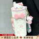RICH YOUR HOME德國品質(zhì)kitty可愛(ài)保溫杯女生高顏值吸管水杯ins咖啡杯帶茶隔學(xué)生 粉色(大號貓頭+蝴蝶結+鑰匙扣) 500ML