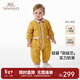 英氏（YEEHOO）【商場(chǎng)同款】嬰兒衣服秋冬白鴨絨連體羽絨服保暖連體衣新款超韌絨 復古中黃【85%白鴨絨】 80 cm-充絨量37g-建議9-18個(gè)月