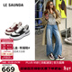 萊爾斯丹張藝凡同款厚底騏驥紅拼色熊貓休閑板鞋女鞋66503安可拉紅BOL37