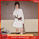 三彩獨醒【萊賽爾】2025秋季新款寬松連衣裙長(cháng)袖直筒裙甜酷F 珍珠白 M 160/84A