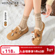 西遇（Westlink）全包加絨勃肯鞋女2025新款冬季丑萌小狗毛毛鞋軟底外穿棉鞋 駝色 38