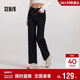 森馬（Semir）森柔牛仔|牛仔褲女抓毛闊腿褲街頭個(gè)性冬季寬松長(cháng)褲103724124001B
