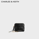 CHARLES&KEITH26春季新品愛(ài)心包掛油蠟皮卡包零錢(qián)包生日禮物CK6-50681248 Black黑色 XXS