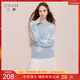 三彩2025冬季新款圓領(lǐng)落肩袖針織衫套頭上衣寬松甜美毛衫M