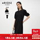 艾諾絲雅詩(shī)【商場(chǎng)同款】秋裝新款泡泡袖高腰修身針織梭織連衣裙中裙10729812 黑色 L