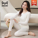 貓人（MiiOW）純棉秋衣秋褲套裝秋冬季女士保暖內衣大碼圓領(lǐng)線(xiàn)衣線(xiàn)褲打底棉毛衫 土茶白(純棉套裝) XL (100-115斤)