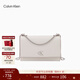 Calvin Klein【新年禮物】通勤單肩包荔枝紋包包金屬搭扣鏈條翻蓋CK女包斜挎包 WGY-米杏 OS