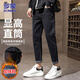 羅蒙（ROMON）牛仔褲男士秋冬季修身褲子男潮牌小腳休閑男褲 黑灰加絨 30