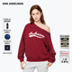 ANN ANDELMAN【明星同款】發(fā)泡印花斜領(lǐng)單肩衛衣女套頭露肩上衣 紅色 S