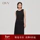OVV秋冬熱賣(mài)女裝黃金羊毛經(jīng)典無(wú)袖針織小黑裙 黑色鑲拼A7 L