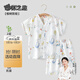 貝肽斯睡衣兒童春季薄款嬰兒家居服套裝寶寶短袖兒童睡衣 綠林之趣【2層柔紗，吸濕快干】 100