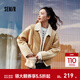 森馬（Semir）外套女冬季斜挎包分割仿麂皮仿羊羔毛2025新款巴恩風(fēng)翻領(lǐng)夾克 咖黃色調00353 M