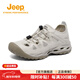 Jeep吉普男女同款涉水溯溪鞋2025新款秋冬鏤空透氣情侶款沙灘包頭涼鞋 沙色（皮鞋碼） 【網(wǎng)孔-女款】 37 （推薦拍小一碼）