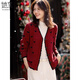 她享針織開(kāi)衫女圣誕穿搭毛衣新年戰袍紅色針織衫外套上衣女 T13KZ1242
