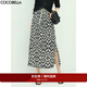 COCOBELLA時(shí)尚幾何棋盤(pán)格圖案半身裙女通勤側開(kāi)叉遮胯長(cháng)裙HS503 黑白 L