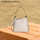 CHARLES&KEITH吸扣式純色單肩斜挎包手提水桶包包女包生日禮物CK2-10782671