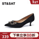 星期六（ST&SAT）假面尖頭女鞋中跟細跟休閑淺口單鞋 黑色 35