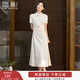 香影新中式國風(fēng)立領(lǐng)連衣裙女2025夏季新款改良旗袍風(fēng)白色提花裙子 米白 斜襟款 暗紋提花 M 160/84A/95-110斤