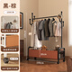 喜百利落地家用衣帽架 掛衣架子可移動(dòng) 室內陽(yáng)臺置物收納晾衣架 【黑棕100cm】4衣帽鉤|皮革收納籃