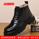 JASONWOOD奢侈品男鞋冬季新款皮毛一體雪地靴男真皮羊毛棉鞋男商務(wù)休閑防水 黑色套筒【御寒鎖溫】 皮鞋碼 41 (255mm)