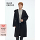 BLUE ERDOS100%羊毛大衣女秋冬休閑系帶寬松落肩長(cháng)款連帽毛呢外套 黑 160/80A/S
