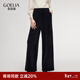 歌莉婭絲絨褲子女秋冬2025新款寬松厚款闊腿褲直筒長(cháng)褲1ENL1I320 00B黑色 M