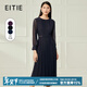 愛(ài)特愛(ài)（EITIE）氣質(zhì)高級感網(wǎng)紗垂墜長(cháng)裙連衣裙秋季新款優(yōu)雅A字裙6007771L 深藍31 XL 170