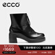 愛(ài)步（ECCO）靴子女 時(shí)尚冬季百搭牛皮粗跟女靴 都市首爾223553 黑色22355301001 37
