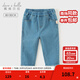 戴維貝拉（DAVE＆BELLA）女童牛仔褲兒童長(cháng)褲小童休閑褲幼兒童褲春季新款洋氣寶寶褲子 牛仔藍【現貨】 110 cm（建議身高100-110cm）