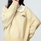 暄琰 黃色娃娃領(lǐng)毛衣女2025秋冬新款設計感寬松撞色翻領(lǐng)針織衫上衣 小翻領(lǐng)毛衣黃色 均碼
