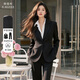 韓曼柯（HANMANKE）西裝套裝女兩件套日常通勤女裝黑色西服外套商務(wù)面試女士職業(yè)正裝