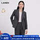 藍地（LANDI）深灰色羊毛收腰氣質(zhì)通勤西裝正裝西服女冬裝新款 深灰色 XL