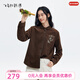 飛鳥(niǎo)和新酒印花修身燈芯絨長(cháng)袖襯衫女2025冬季新款純棉印花上衣 咖啡色HCJ06 L
