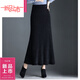 啄木鳥(niǎo)（TUCANO）羊Y毛針織半身裙女秋冬加厚中長(cháng)款洋氣仿水毛線(xiàn)裙一步裙魚(yú)尾裙 黑色 XL 【126-140斤】